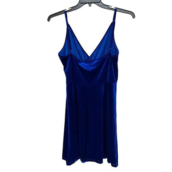 Blue Velvet Babydoll style Spaghetti Strap Mini Dress Adjustable Straps Y2K - Picture 4 of 9